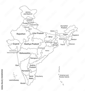 India political map with name labels. Perfect for business concepts, backgrounds, backdrop, poster, sticker, banner, label, chart and . Stock Vector HD phone wallpaper