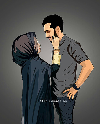Muslim Couple Cartoon, islamic couple anime HD phone wallpaper