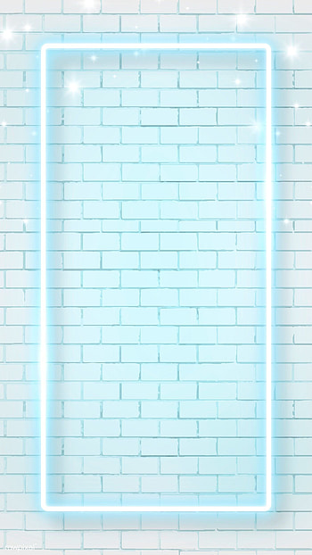 premium vector of Blue neon frame on brick wall backgrounds mobile, neon brick design on blue HD phone wallpaper