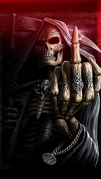 Skull, skeleton middle finger HD phone wallpaper