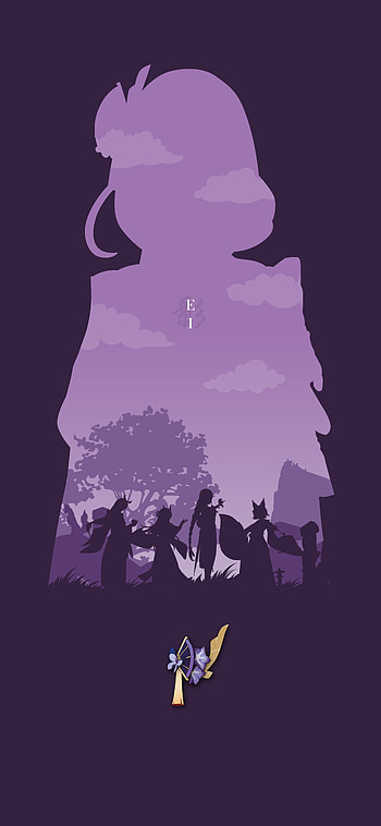 Raiden Shogun, Mobile, genshin impact minimalist HD phone wallpaper