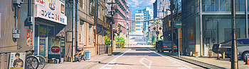 Anime Street on Dog, anime 3840x1080 HD wallpaper