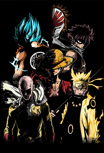Ichigo Goku Naruto Luffy Midoriya Saitama Kaneki Natsu HD phone wallpaper