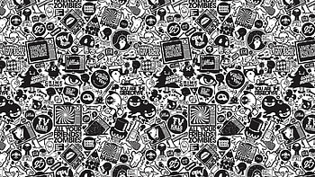 High Resolution Doodle Art Black And White HD wallpaper