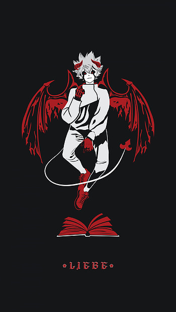 : dark background, liebe, Black Clover, asta, Asta Yami, Devil, demon, wings, red, The Red Wings, clovers, anime boys 2160x3840, asta and liebe HD phone wallpaper